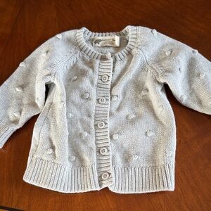 Baby Knit Button-Front Cardigan Sweater - Light Gray
